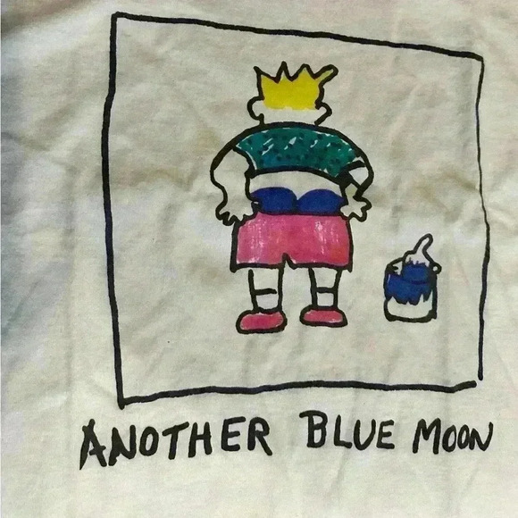 Vintage 90s Cartoon Blue Moon Listing Single Stitch Tee Size L - Picture 3 of 8